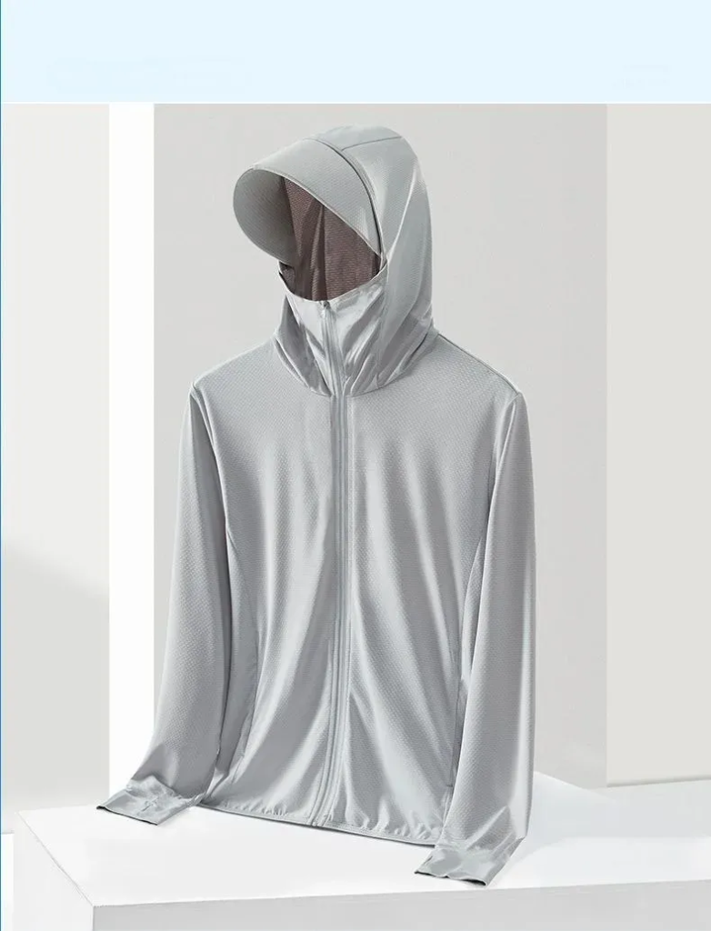 New Trendy Men's Ice Silk Sun Protection Jacket - Ultra-Thin Hooded Windbreaker UPF 50+ Garment 1