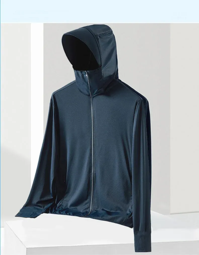 New Trendy Men's Ice Silk Sun Protection Jacket - Ultra-Thin Hooded Windbreaker UPF 50+ Garment 3